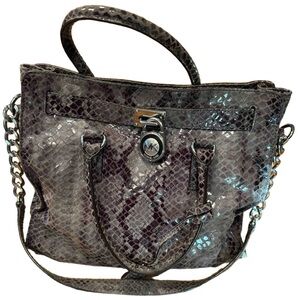 Michael Kors Shimmering Gray Snake Print Shoulder Bag